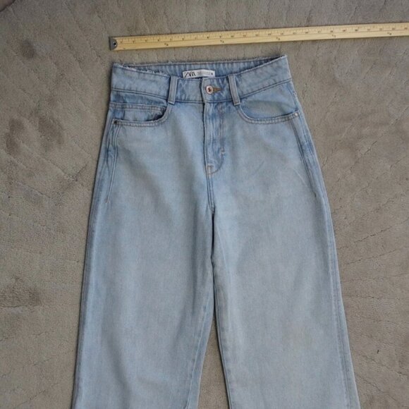 Zara Light Blue Wide Leg Jeans - Picture 2 of 10
